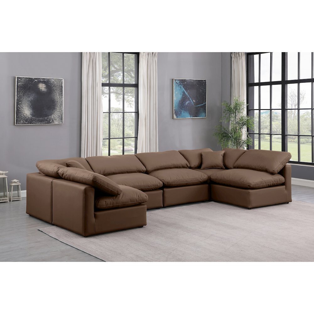 Indulge Brown Vegan Leather Modular Sectional