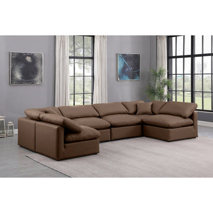 Indulge Brown Vegan Leather Modular Sectional