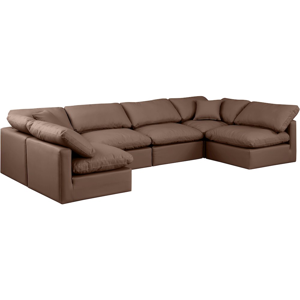Indulge Brown Vegan Leather Modular Sectional