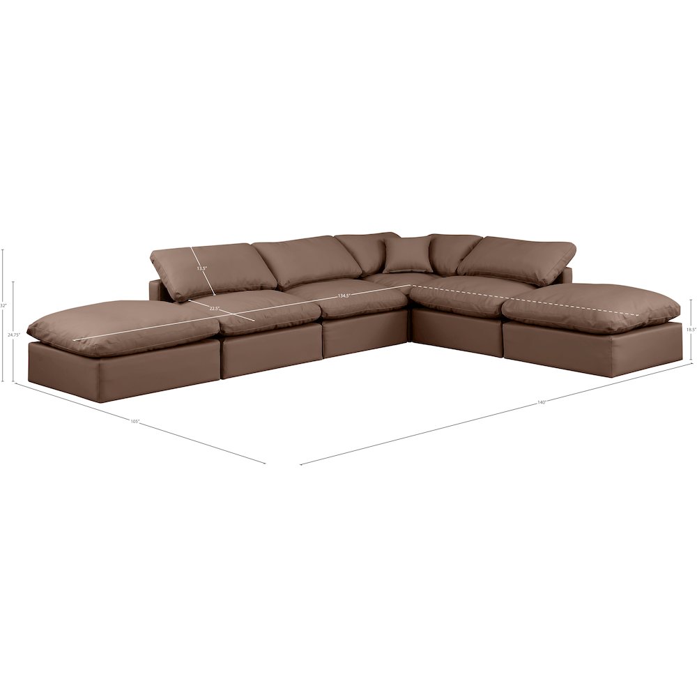 Indulge Brown Vegan Leather Modular Sectional