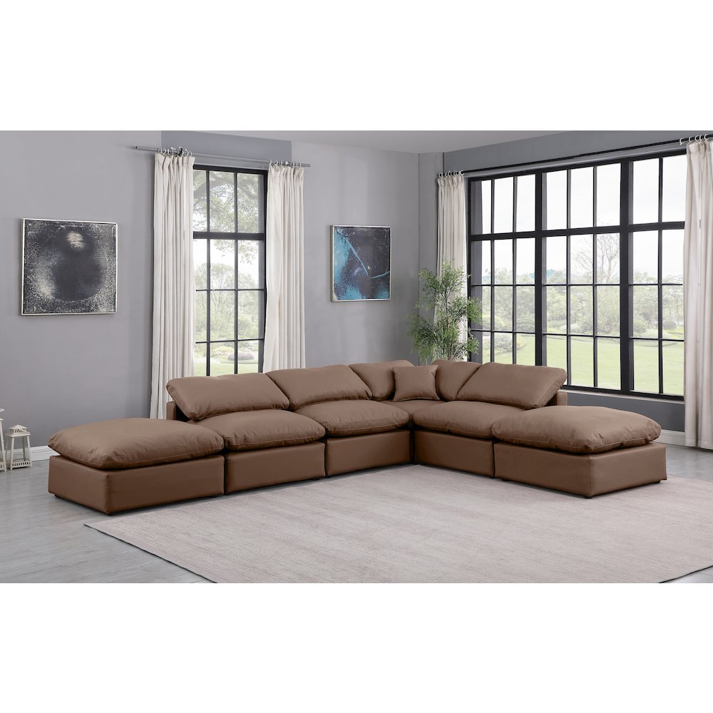 Indulge Brown Vegan Leather Modular Sectional