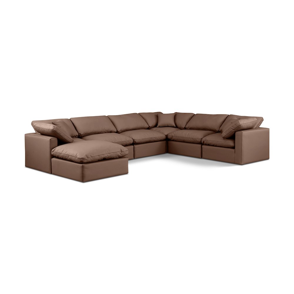 Indulge Brown Vegan Leather Modular Sectional