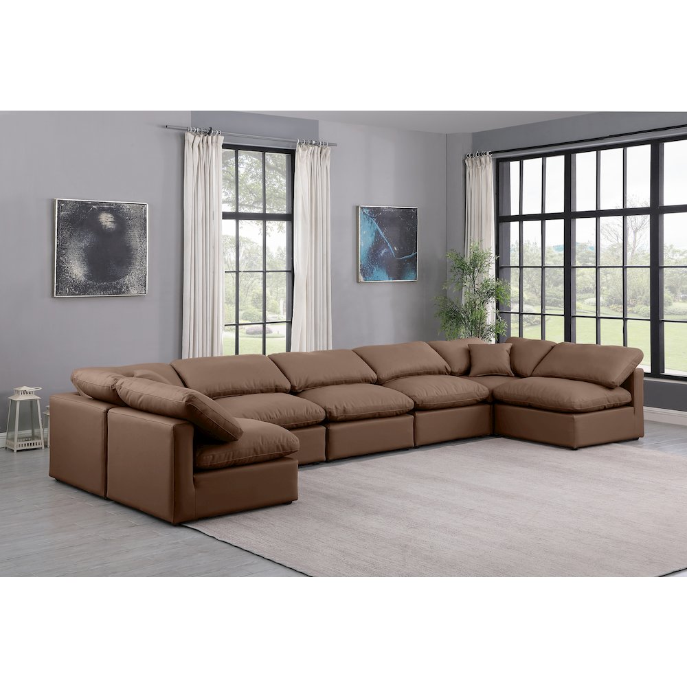 Indulge Brown Vegan Leather Modular Sectional