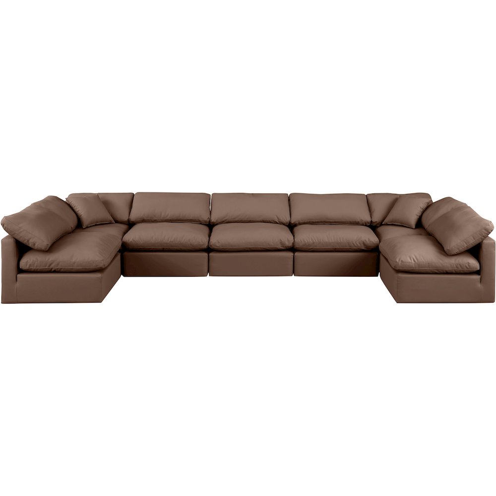 Indulge Brown Vegan Leather Modular Sectional
