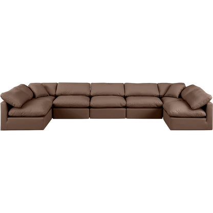 Indulge Brown Vegan Leather Modular Sectional