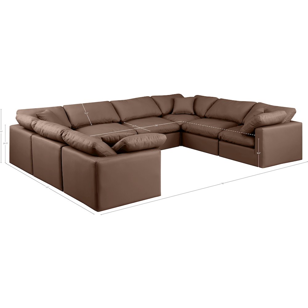 Indulge Brown Vegan Leather Modular Sectional