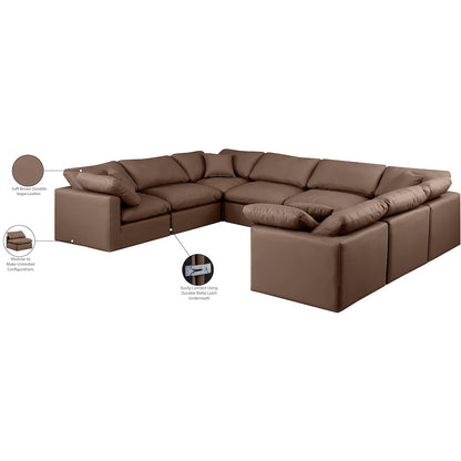 Indulge Brown Vegan Leather Modular Sectional