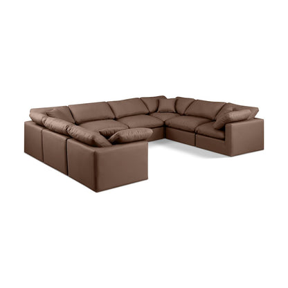 Indulge Brown Vegan Leather Modular Sectional