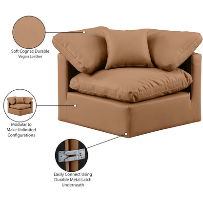 Indulge Cognac Vegan Leather Corner Chair
