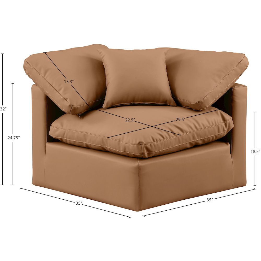 Indulge Cognac Vegan Leather Corner Chair