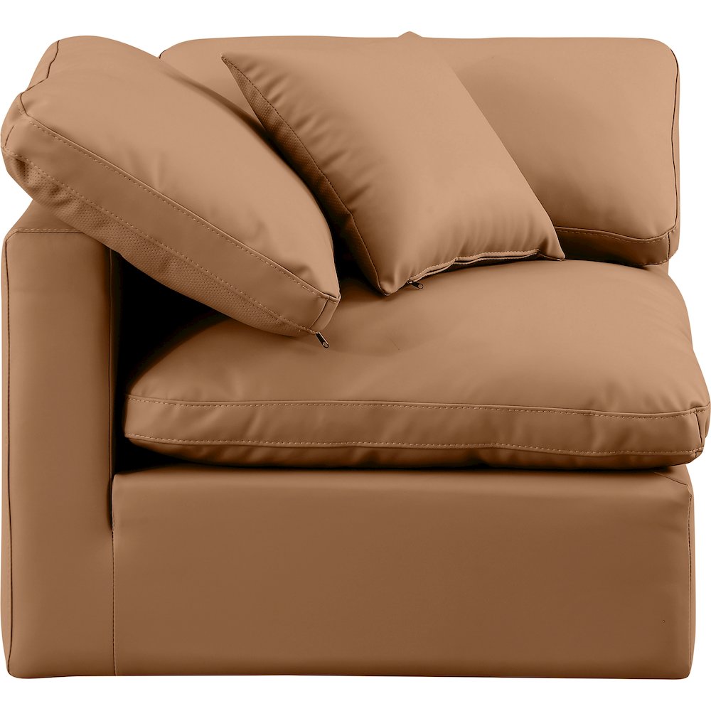 Indulge Cognac Vegan Leather Corner Chair