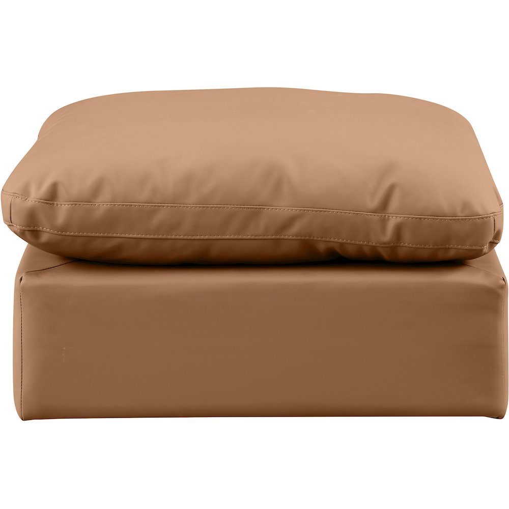 Indulge Cognac Vegan Leather Ottoman