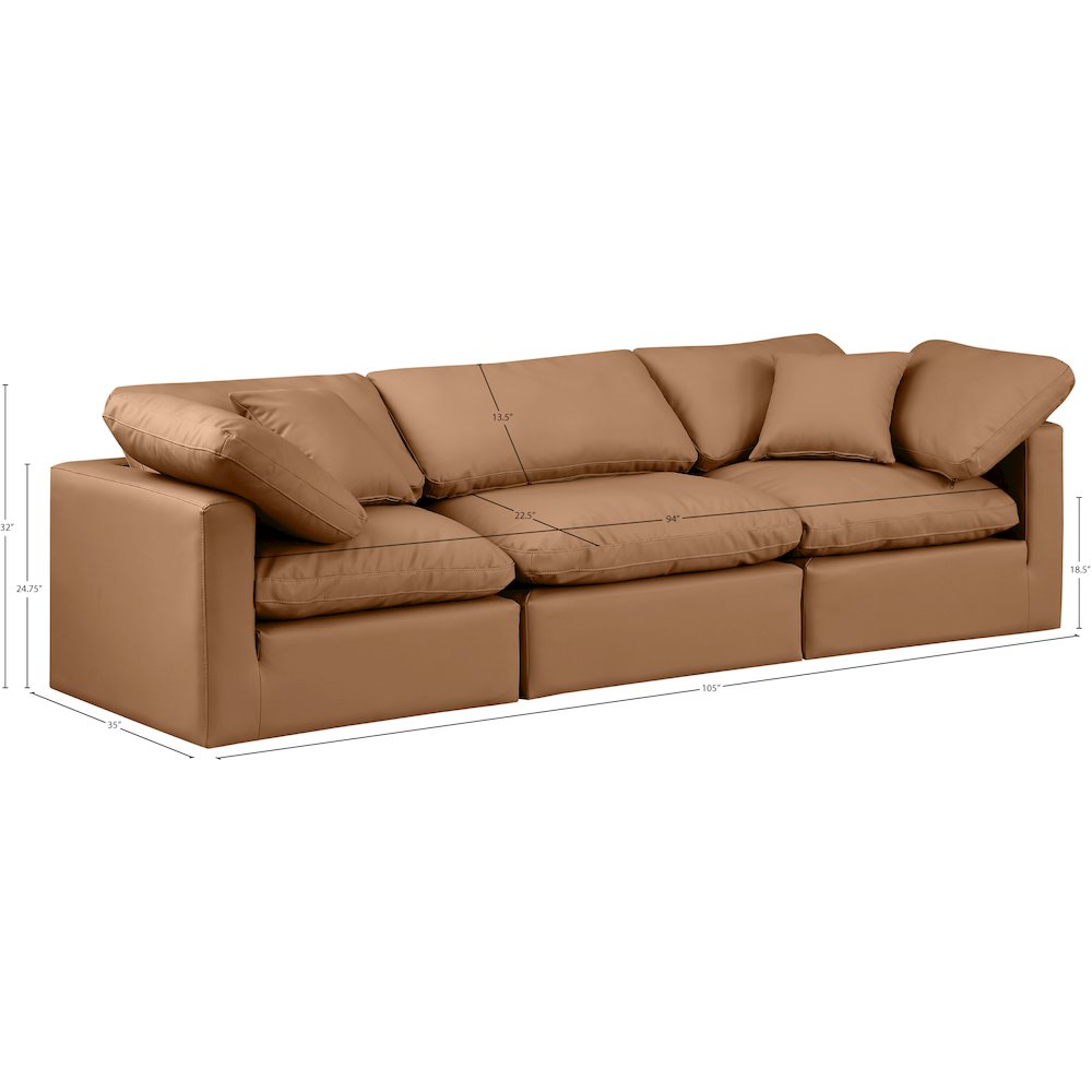 Indulge Cognac Vegan Leather Modular Sofa