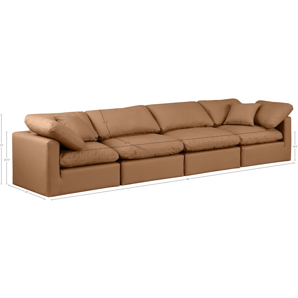 Indulge Cognac Vegan Leather Modular Sofa
