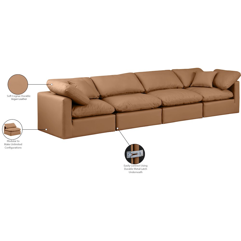 Indulge Cognac Vegan Leather Modular Sofa