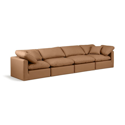 Indulge Cognac Vegan Leather Modular Sofa