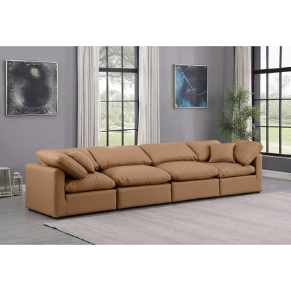 Indulge Cognac Vegan Leather Modular Sofa