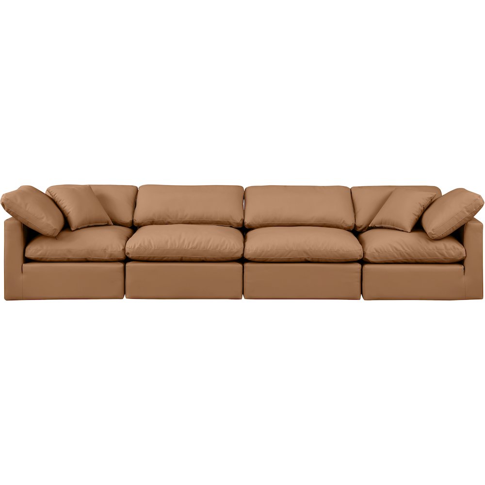 Indulge Cognac Vegan Leather Modular Sofa