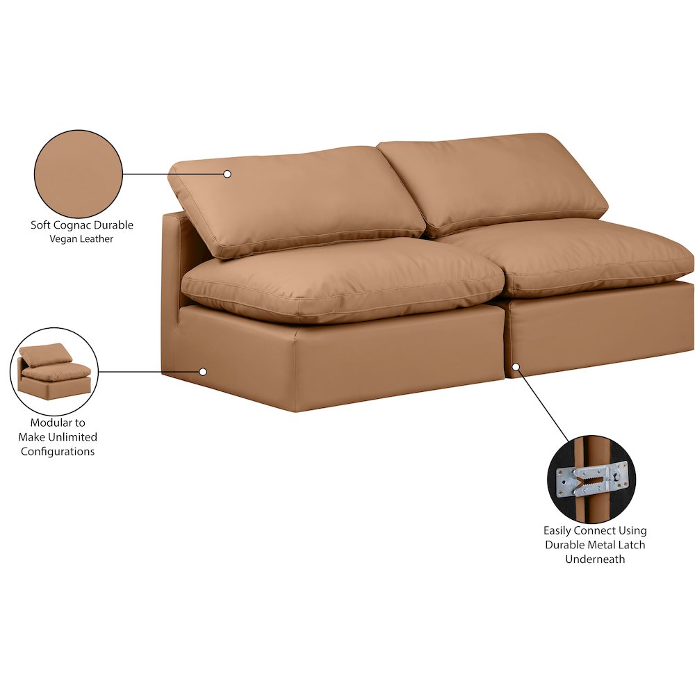 Indulge Cognac Vegan Leather Modular Sofa