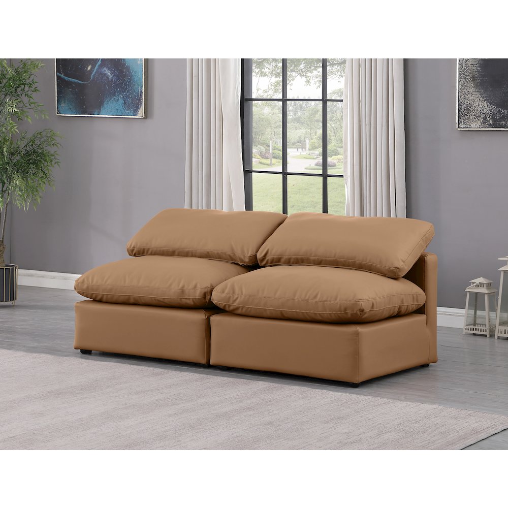 Indulge Cognac Vegan Leather Modular Sofa