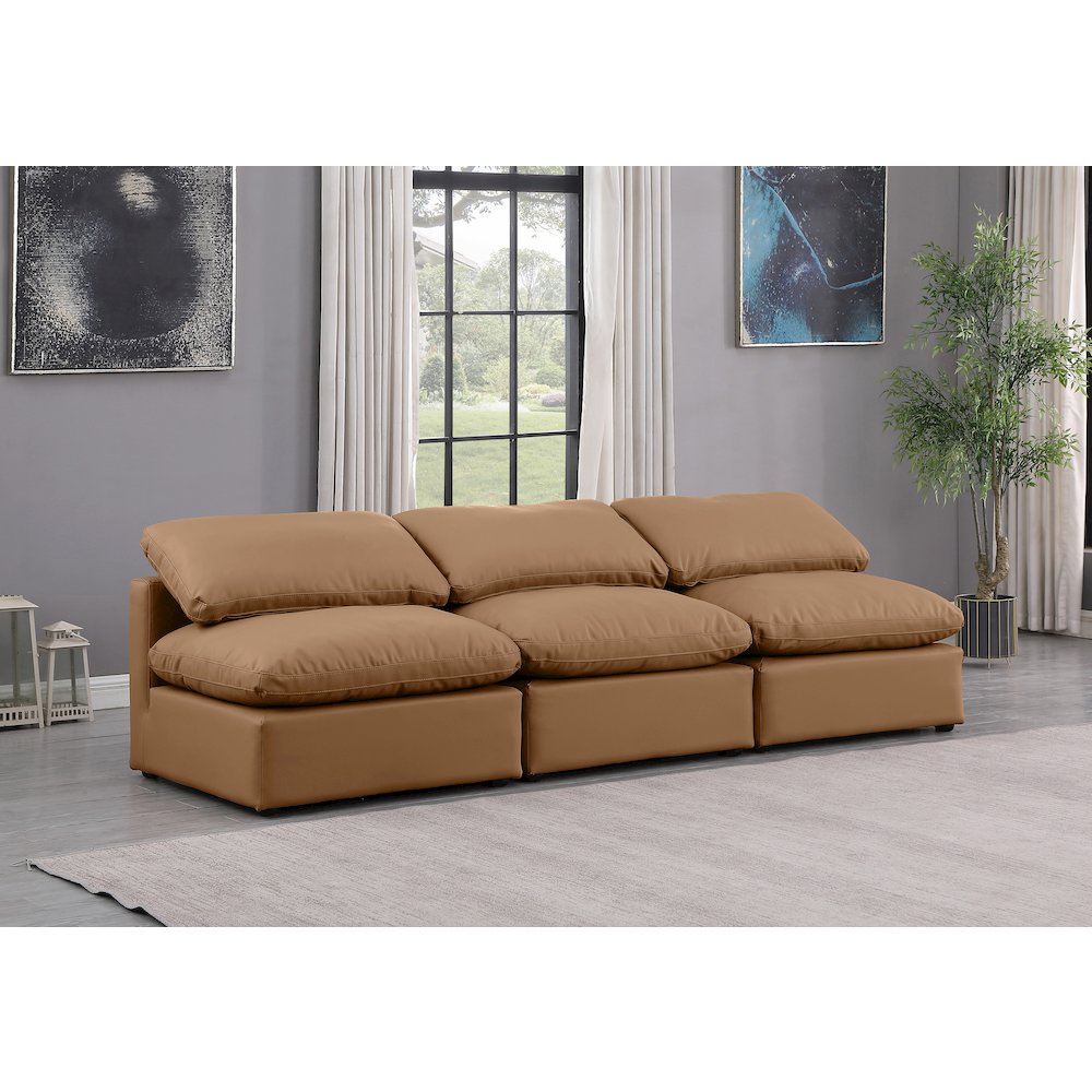 Indulge Cognac Vegan Leather Modular Sofa