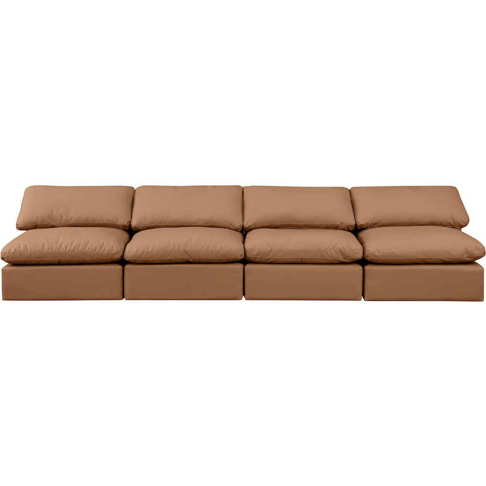Indulge Cognac Vegan Leather Modular Sofa