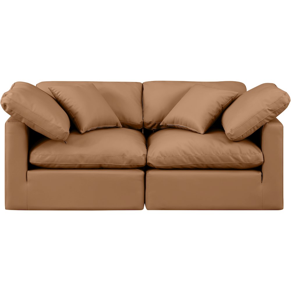 Indulge Cognac Vegan Leather Modular Sofa