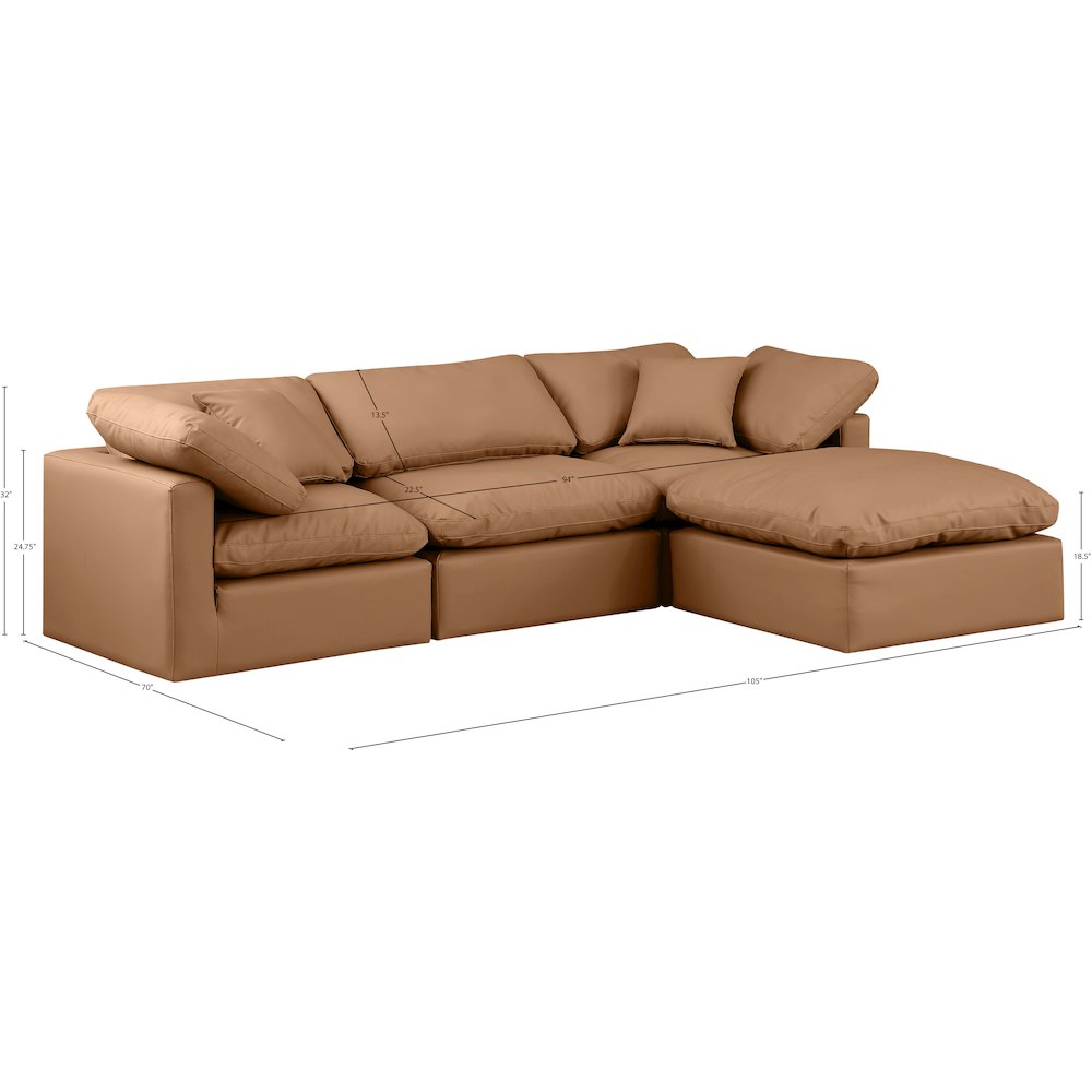 Indulge Cognac Vegan Leather Modular Sectional