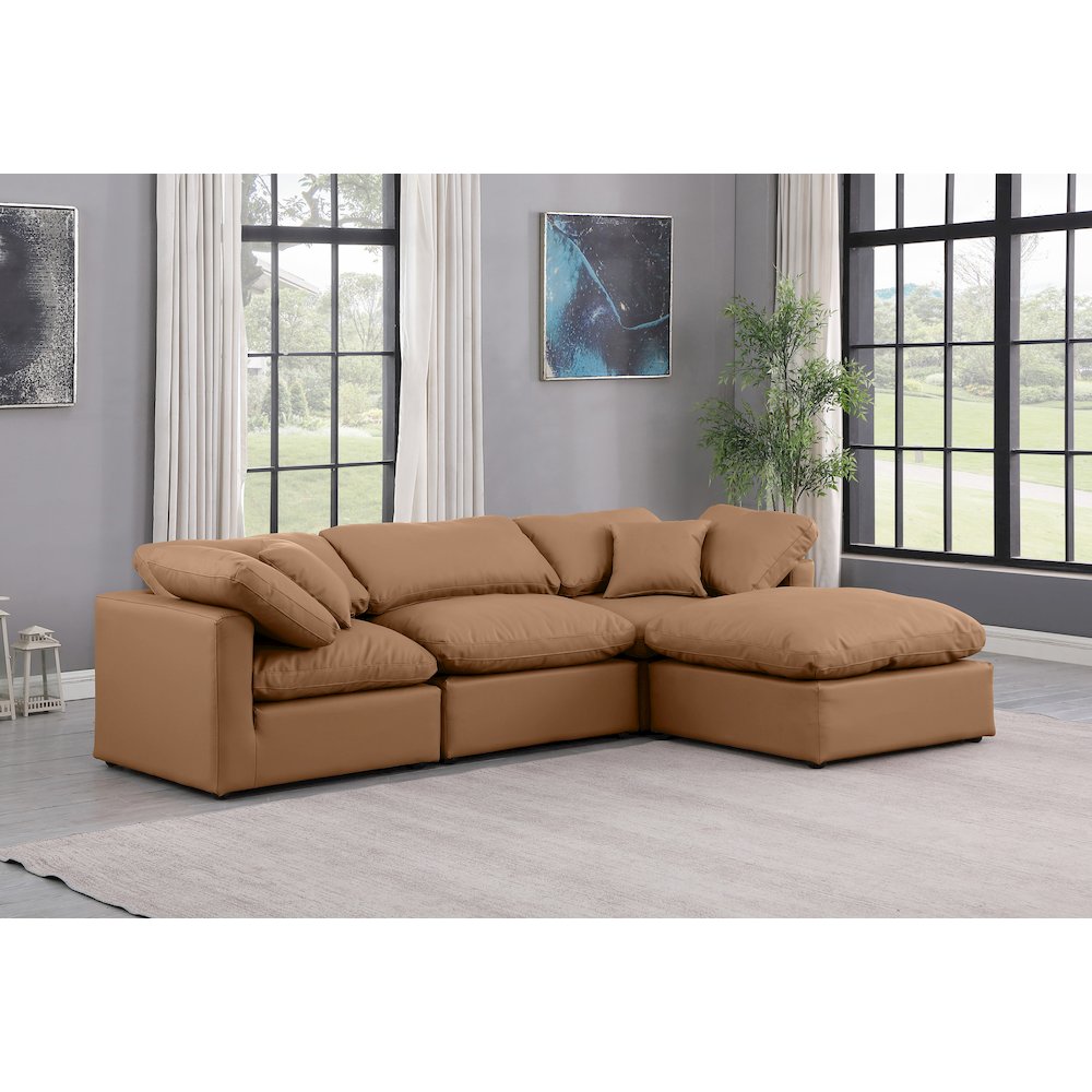 Indulge Cognac Vegan Leather Modular Sectional