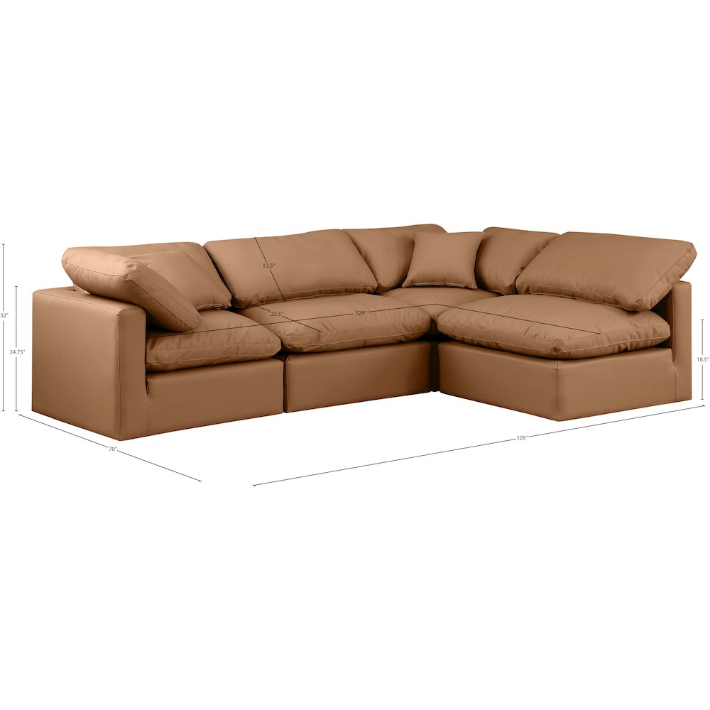 Indulge Cognac Vegan Leather Modular Sectional