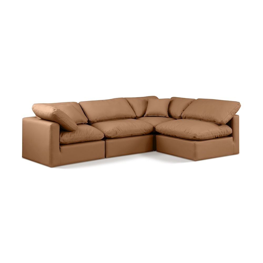 Indulge Cognac Vegan Leather Modular Sectional