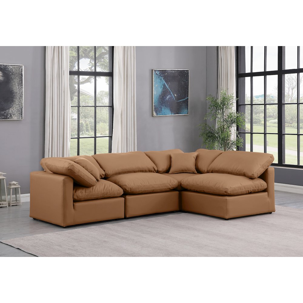 Indulge Cognac Vegan Leather Modular Sectional