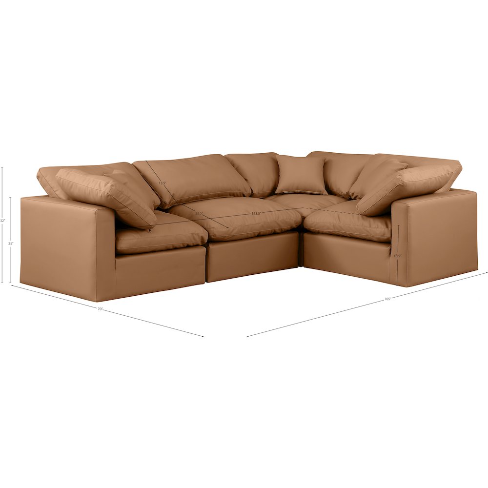 Indulge Cognac Vegan Leather Modular Sectional