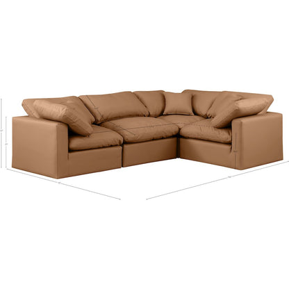 Indulge Cognac Vegan Leather Modular Sectional