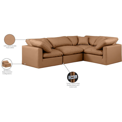 Indulge Cognac Vegan Leather Modular Sectional