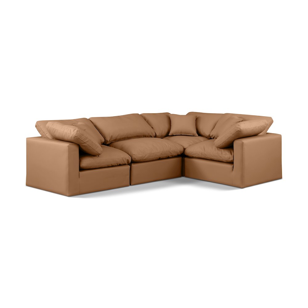 Indulge Cognac Vegan Leather Modular Sectional