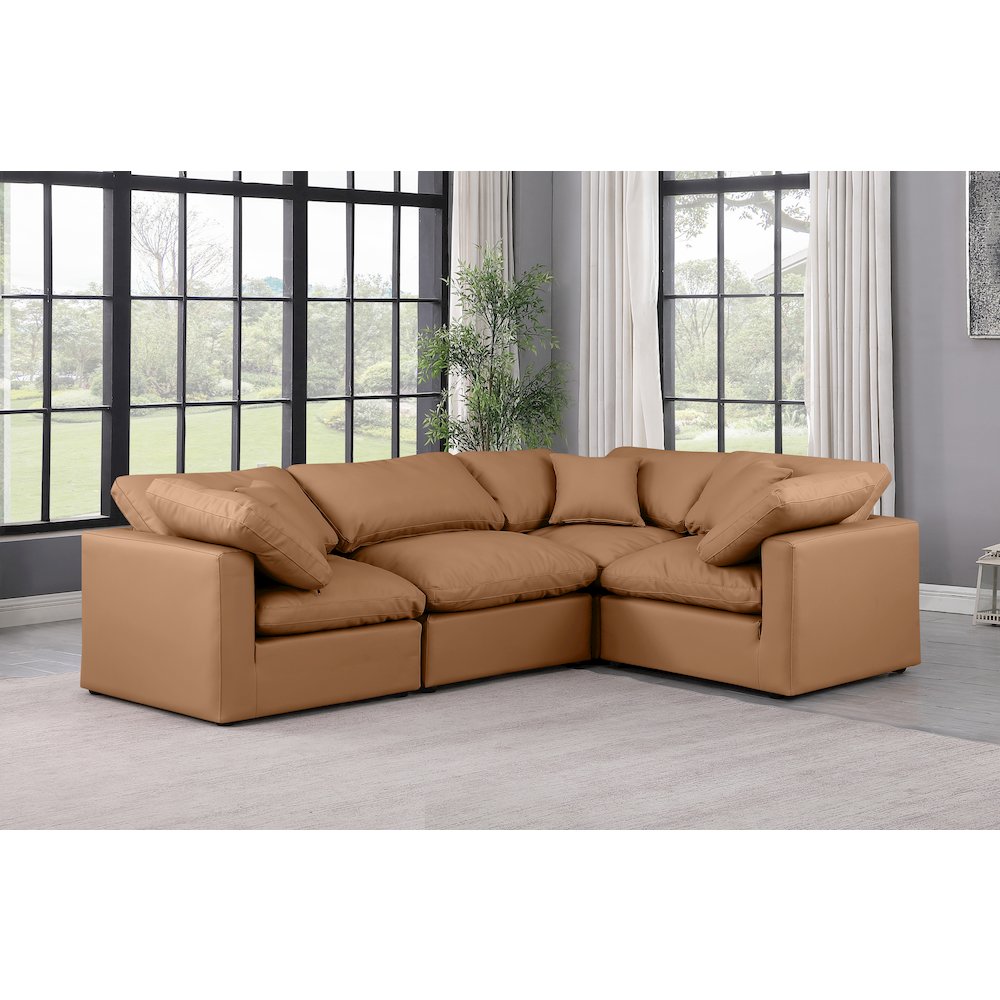 Indulge Cognac Vegan Leather Modular Sectional