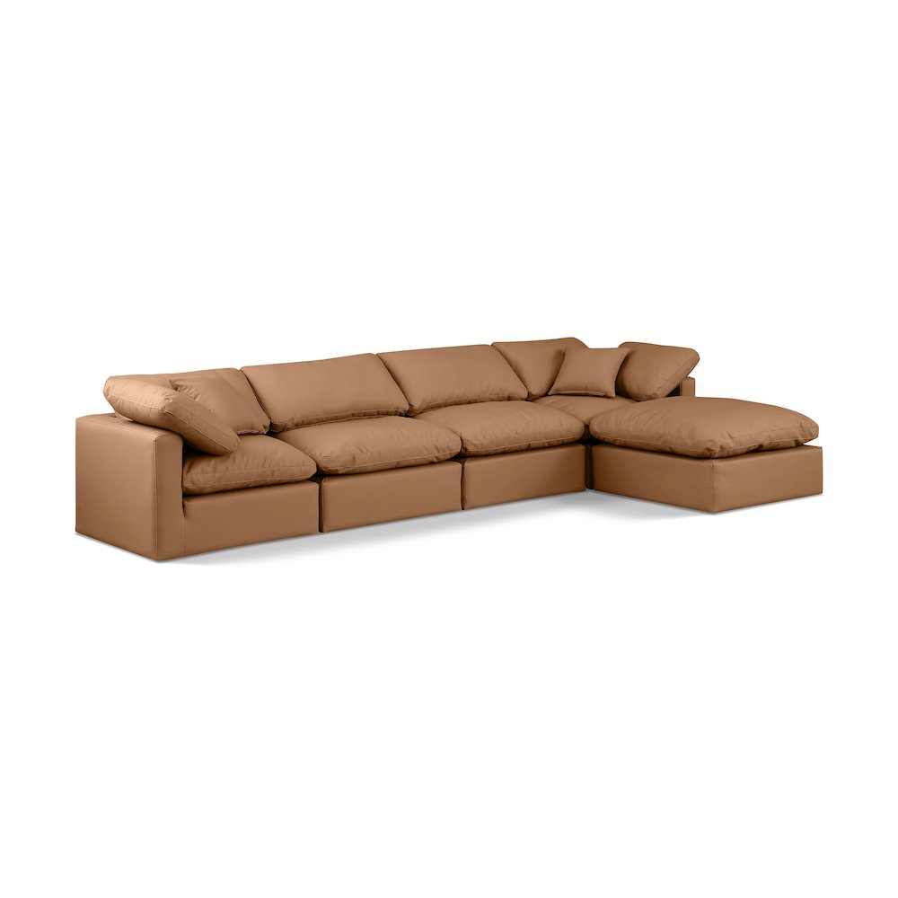 Indulge Cognac Vegan Leather Modular Sectional