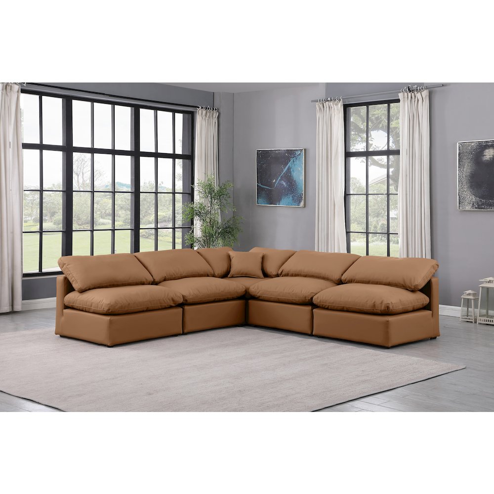 Indulge Cognac Vegan Leather Modular Sectional