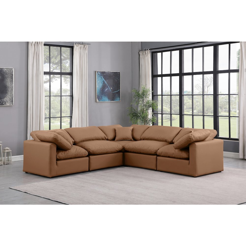 Indulge Cognac Vegan Leather Modular Sectional