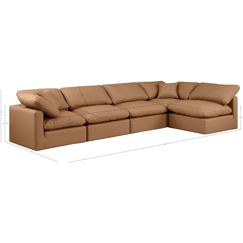 Indulge Cognac Vegan Leather Modular Sectional