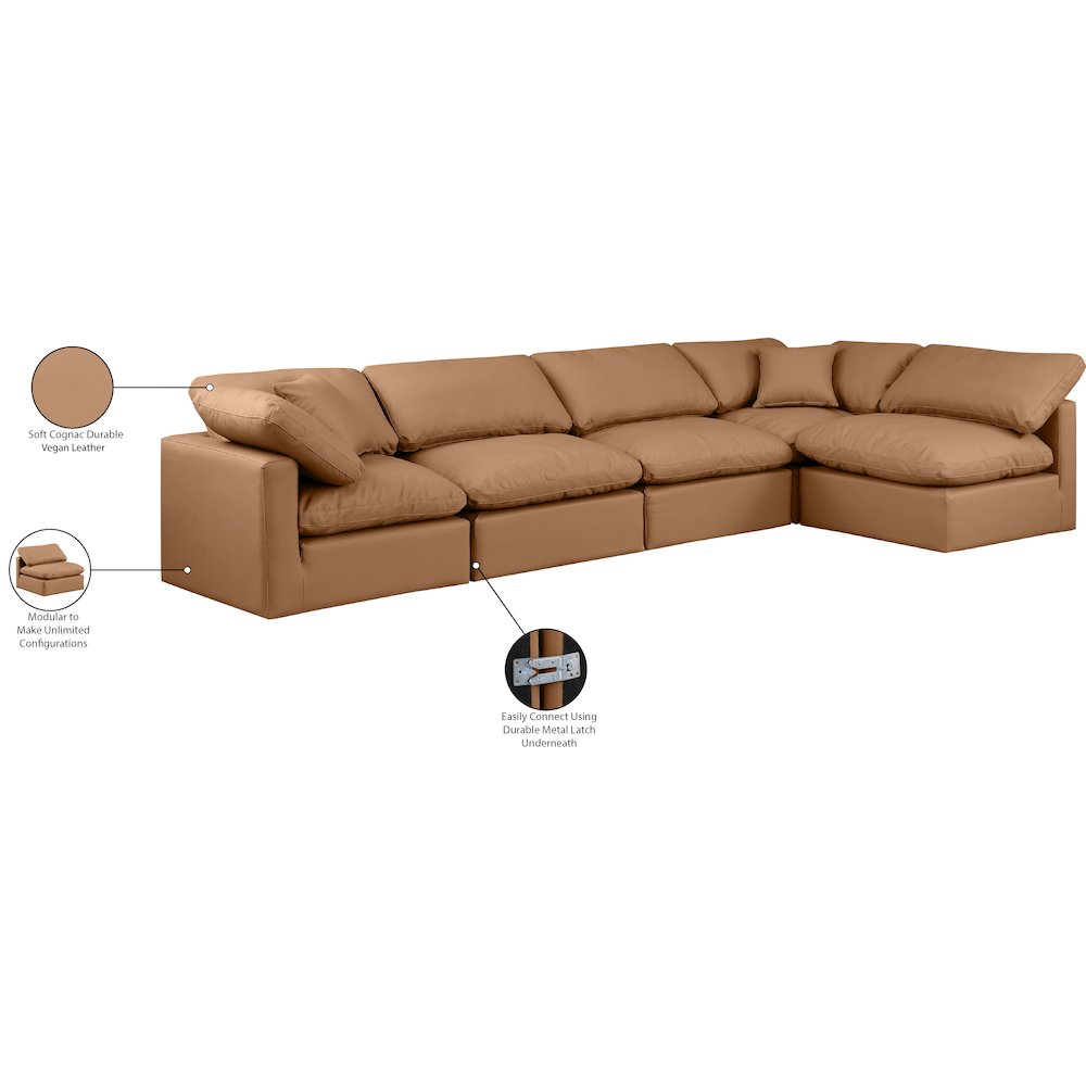 Indulge Cognac Vegan Leather Modular Sectional