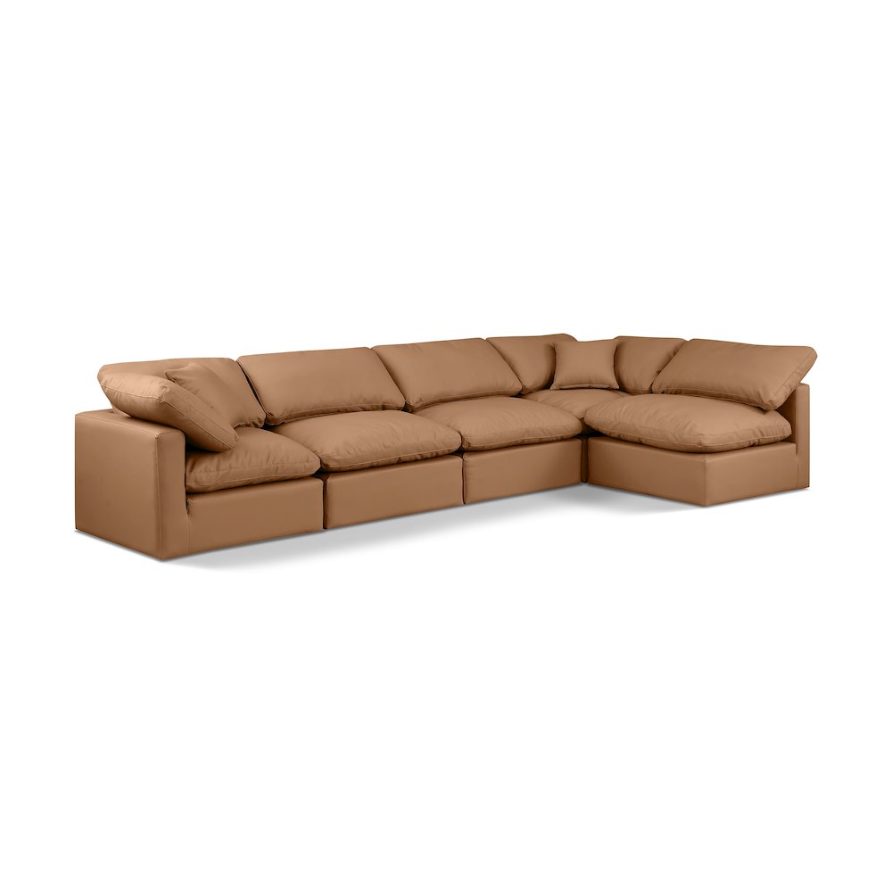 Indulge Cognac Vegan Leather Modular Sectional