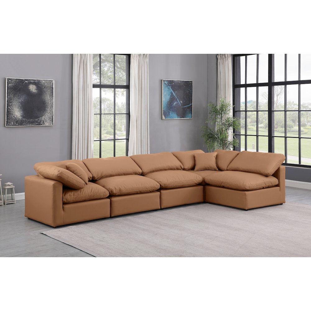 Indulge Cognac Vegan Leather Modular Sectional