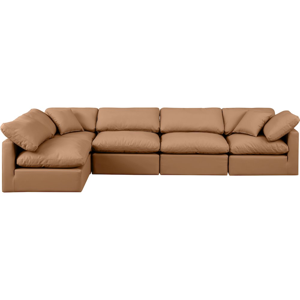 Indulge Cognac Vegan Leather Modular Sectional