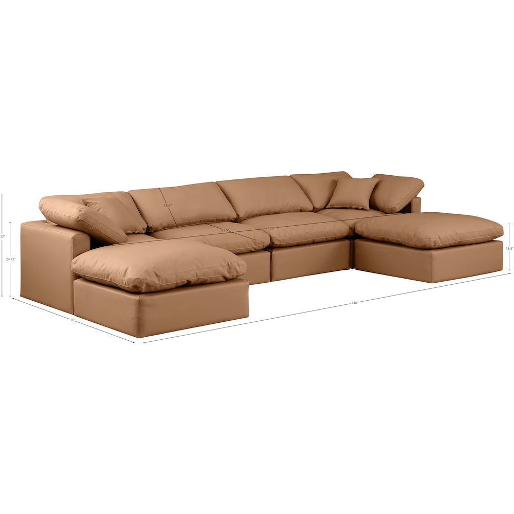 Indulge Cognac Vegan Leather Modular Sectional