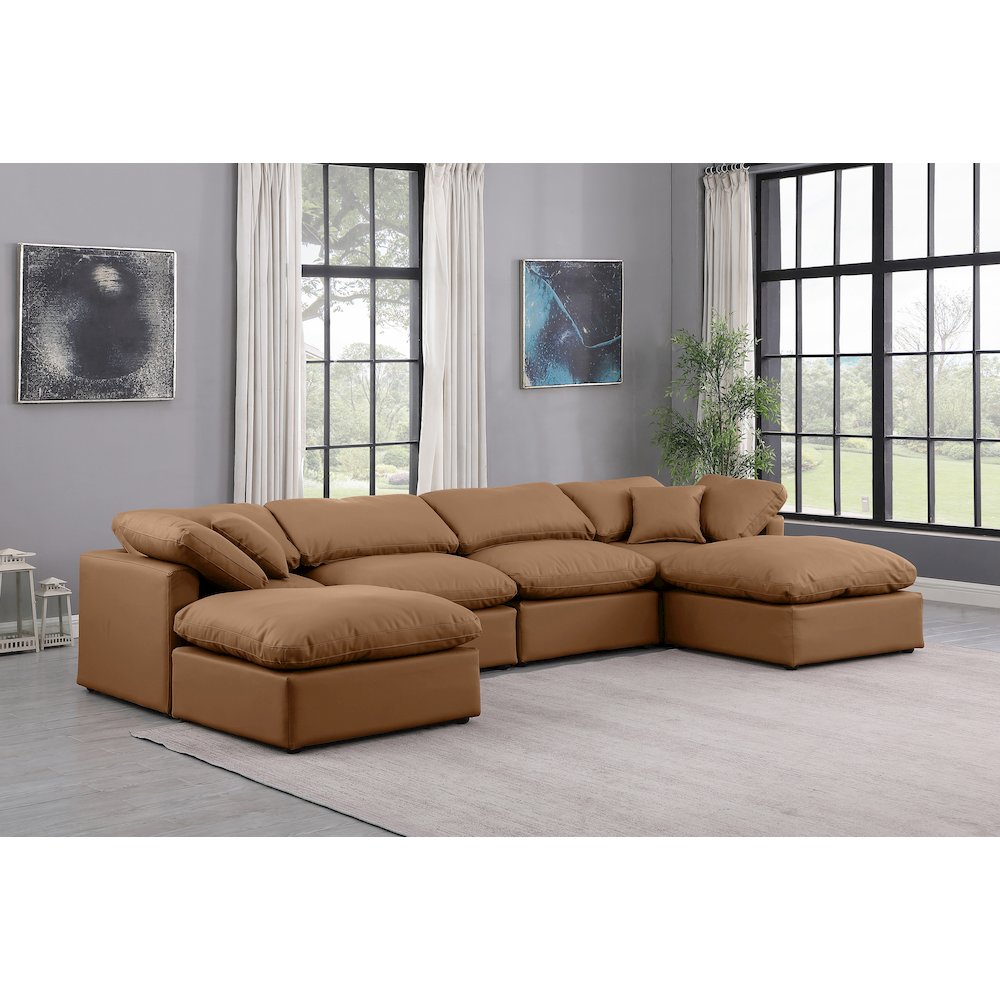 Indulge Cognac Vegan Leather Modular Sectional