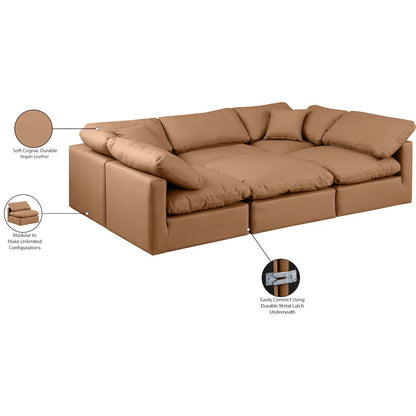 Indulge Cognac Vegan Leather Modular Sectional