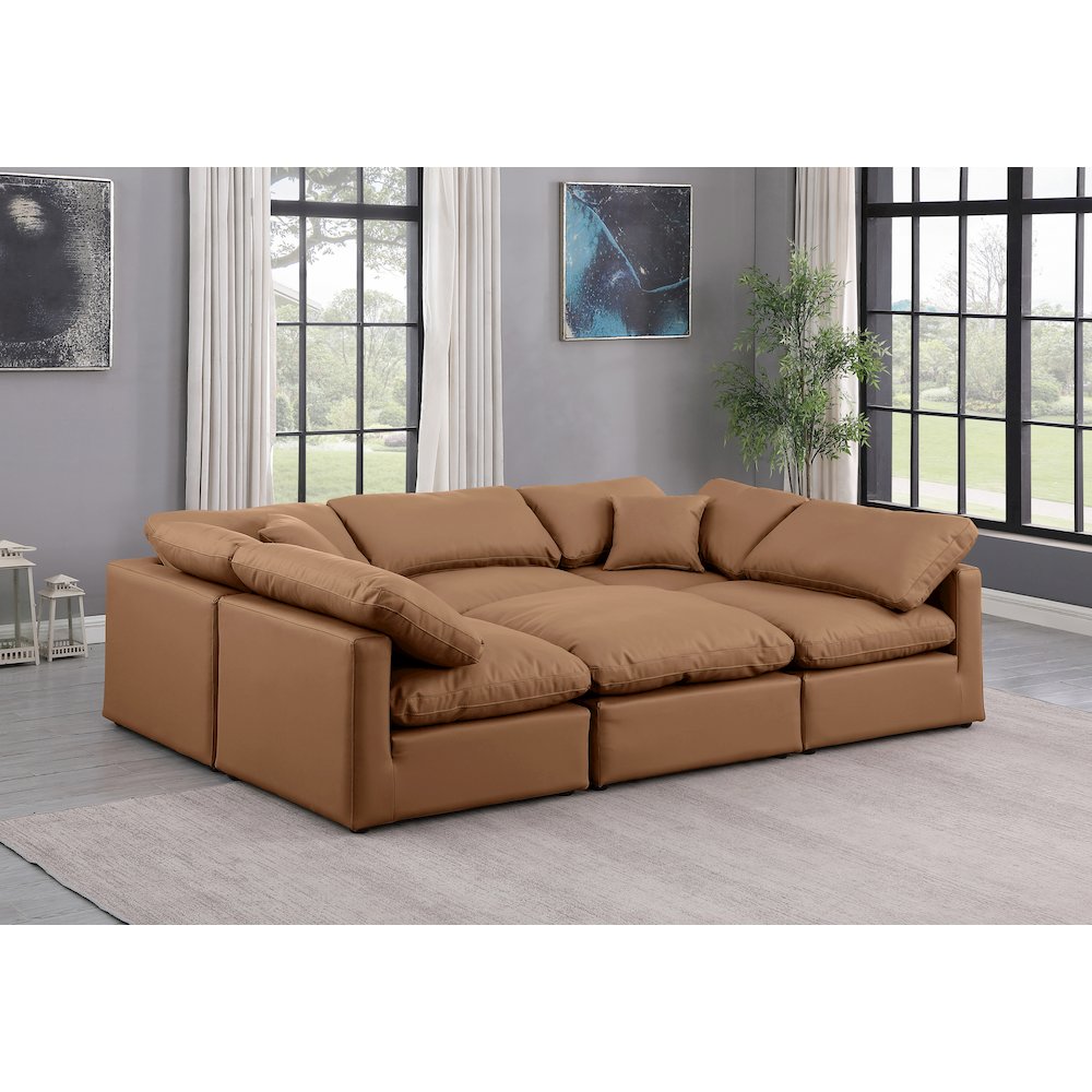 Indulge Cognac Vegan Leather Modular Sectional