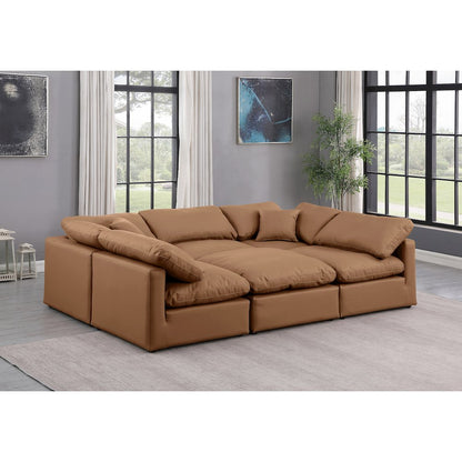 Indulge Cognac Vegan Leather Modular Sectional
